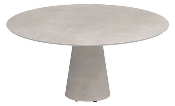Royal Botania Betónový jedálenský stôl znížený Conix, Royal Botania, okrúhly 160x67 cm, podnož betón cement grey, doska teak