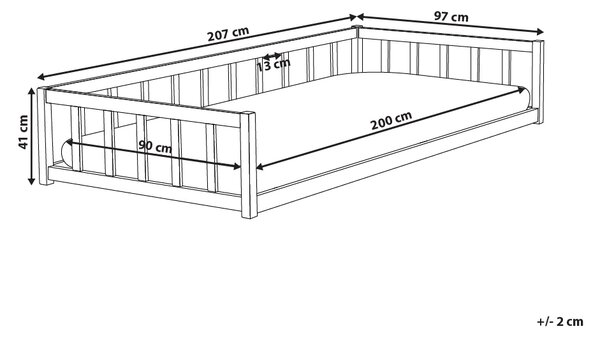 Nízka detská posteľ svetlohnedá borovicové drevo 90 x 200 cm s lamelovým rámom moderná detská izba
