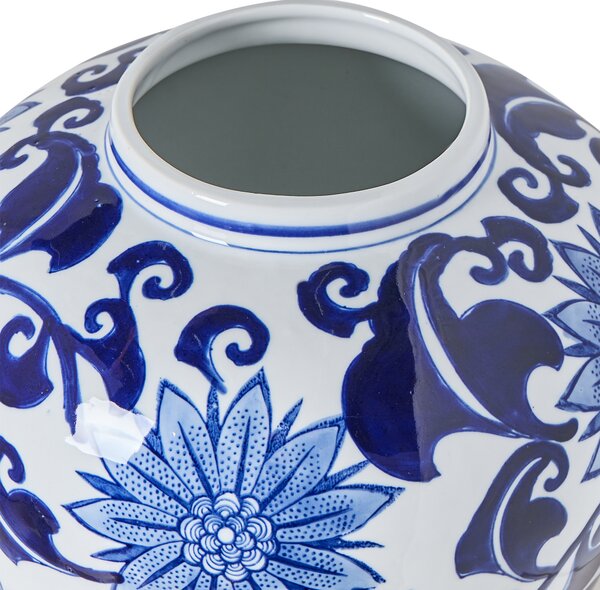 Váza na kvety biela a modrá z porcelánu dekoratívny doplnok starožitný vintage dizajn