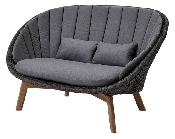Cane-line 2-miestna pohovka Peacock, Cane-line, 151x96x94 cm, nohy teak, rám hliník, výplet lanko Soft Rope dark grey, bez podušiek