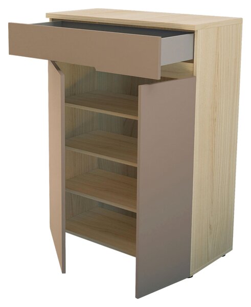 SKRINKA NA TOPÁNKY, taupe, farba duba, 80/107/38 cm Voleo - Skrine, regály & police na topánky