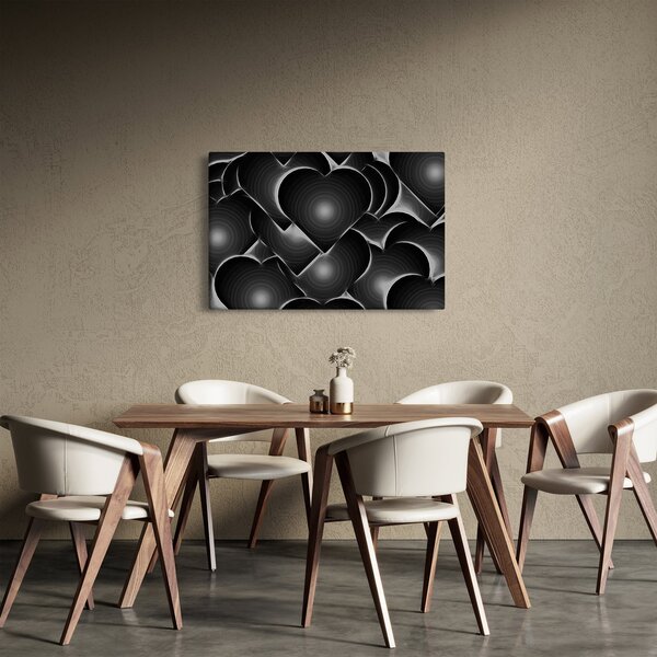 Obraz čierno-bielych sŕdc (90x60 cm)