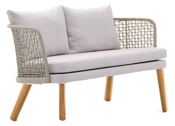 Varaschin Sedačka 2-sed Emma, Varaschin, 157x73x81 cm, nohy iroko, výplet lanko, sedák a 2 opierkové vankúše vonkajšia látka kat. D, farby podľa vzorkovníka