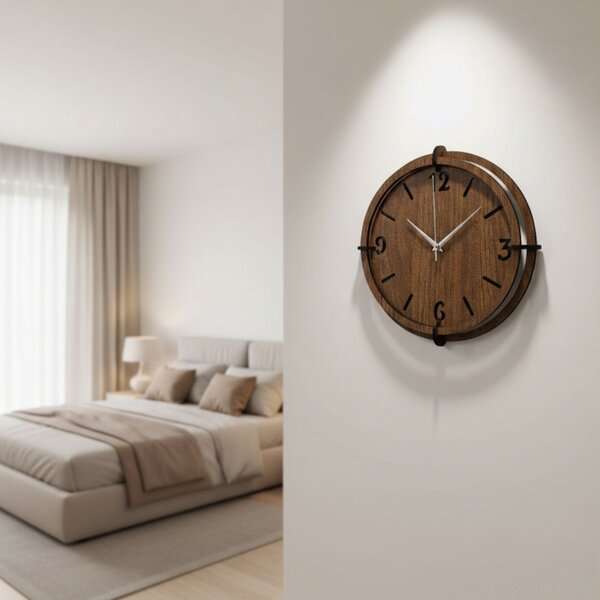 Hodiny z orechového dreva pre moderný interiér| SENTOP HDF0601-ORECH-WENGE