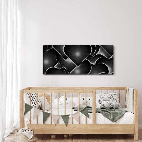 Obraz čierno-bielych sŕdc (120x50 cm)