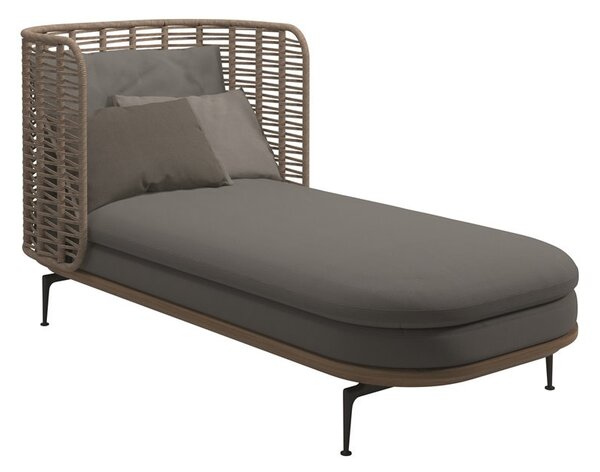 Gloster Denná posteľ s vysokou opierkou Mistral, Gloster, 204x98x102 cm, rám teak a lakovaný hliník farba Meteor, výplet umelý ratan farba Koala, vrátane sedáka a opierkových vankúšov, vonkajšia látka kat. B