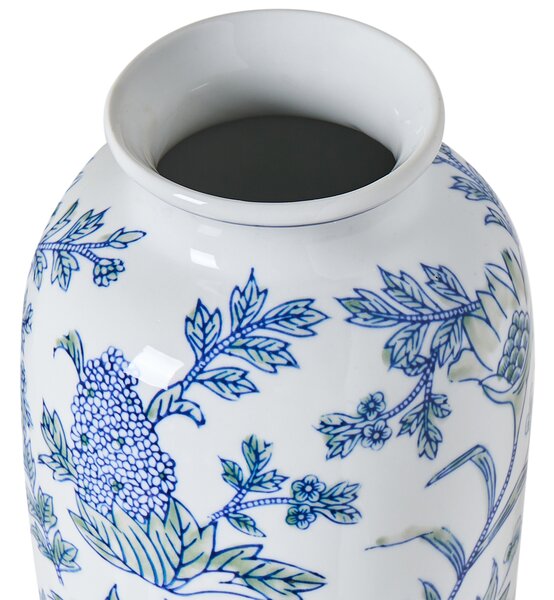 Váza na kvety biela a modrá z porcelánu dekoratívny doplnok starožitný vintage dizajn