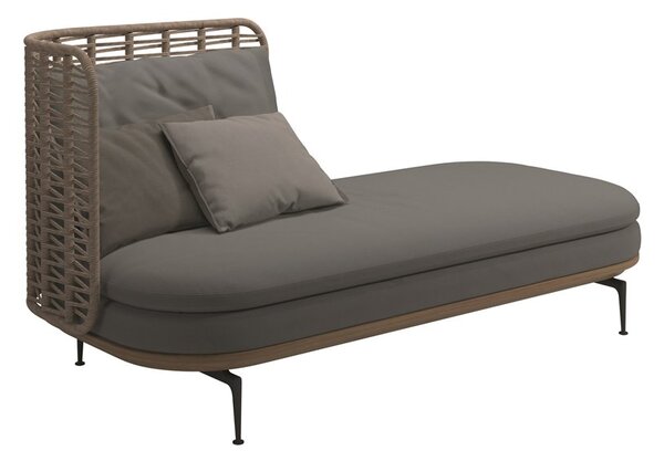 Gloster Relaxačný posteľový diel ľavostranný s vysokou opierkou Mistral, Gloster, 204x94x102 cm, rám teak a lakovaný hliník farba Meteor, výplet farba Koala, vrátane sedáka a oporných vankúšov, kat. B