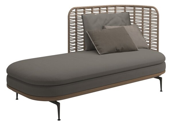 Gloster Relaxačný posteľový diel pravostranný s vysokou opierkou Mistral, Gloster, 204x94x102 cm, rám teak a lakovaný hliník farba Meteor, výplet farba Koala, vrátane sedáka a oporných vankúšov, kat. B