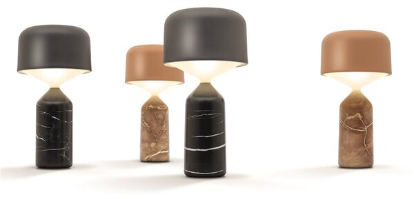 Gloster Vonkajšia lampička stolová solárna/LED Ambient Pebble, Gloster, 16x30 cm, noha kameň mramorovaná čierna (carbon), tienidlo lakovaný hliník farba meteor, vrátane diaľkového ovládania