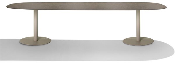 Tribu Jedálenský stôl T-Table, Tribu, oválny 240x98x76 cm, rám lakovaná nehrdzavejúca oceľ farba white, doska teak
