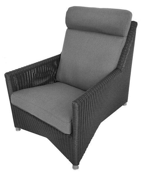 Cane-line Nízke kreslo s vysokou zádovou opierkou Diamond, Cane-line, 67x95x85 cm, rám hliník, výplet umelý ratan farba graphite, sedák vonkajšia látka Natté grey