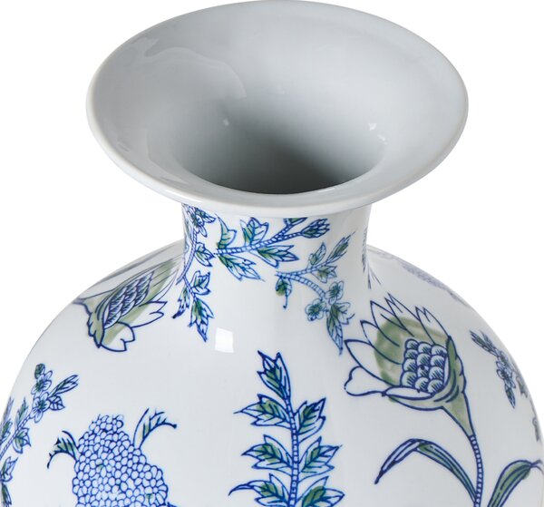 Váza na kvety biela a modrá z porcelánu dekoratívny doplnok starožitný vintage dizajn