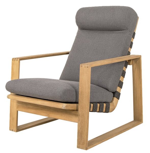 Cane-line Nízke kreslo s vysokou zadnou opierkou Endless Soft, Cane-line, 99x76x90 cm, rám teak, lankový výplet farba dark grey, sedáky vonkajšia látka AirTouch grey
