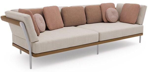 Manutti 3-miestna pohovka Flows, Manutti, 259x93x73 cm, rám hliník sivobéžová flint a teak, rám bez sedákov