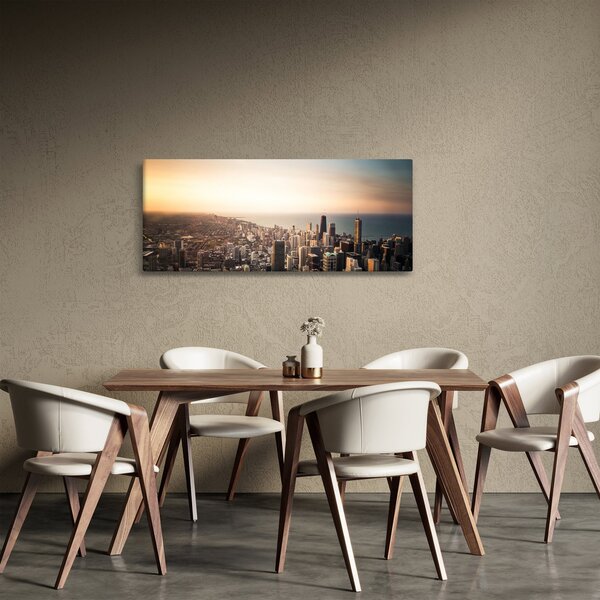 Obraz západu slnka nad mestom (120x50 cm)
