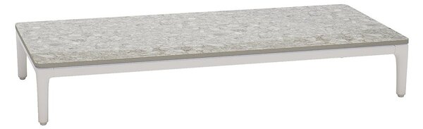 Manutti Konferenčný stolík Zendo Sense, Manutti, obdĺžnikový 96x46x15 cm, rám hliník biely white, doska brushed teak