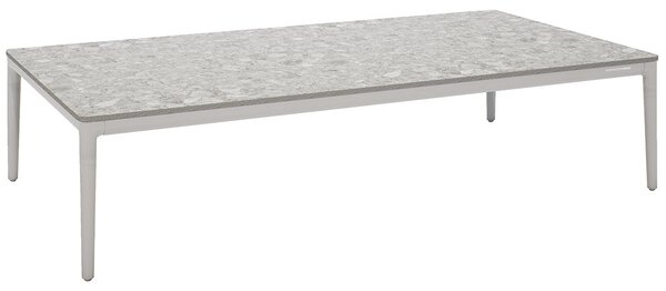 Manutti Konferenčný stolík Zendo Sense, Manutti, obdĺžnikový 150x80x35 cm, rám hliník biely white, doska brushed teak