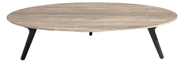 Manutti Nízky stôl Torsa, Manutti, okrúhly priemer 125x24 cm, rám teak, doska keramika 12 mm, dekor fossil