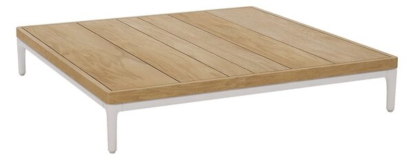 Manutti Konferenčný stolík Zendo Sense, Manutti, štvorcový 96x96x15 cm, rám hliník biely white, doska brushed teak
