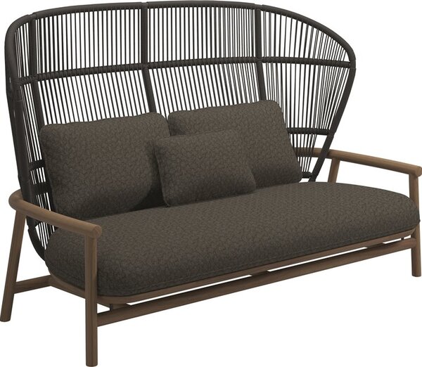 Gloster 2-miestna pohovka s vysokou operadlom Fern, Gloster, 175x92x116 cm, rám teak/hliník farba meteor, výplet lanko dekor Raven, sedáky kat. B farba podľa vzorkovníka