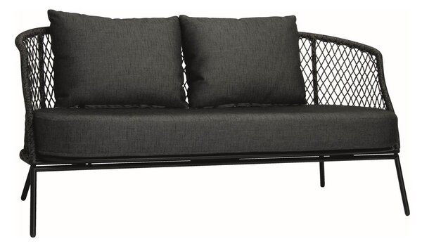 Stern 2-miestna pohovka Odea, Stern, 160x78x72 cm, rám lakovaný hliník čierny (black matt), lankový výplet pepper, rýchloschnúca výplň, sedáky 100% akryl Silk Black
