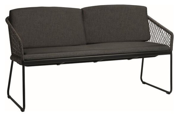 Stern Jedálenská 2-miestna lavica Odea, Stern, 158x66x88 cm, rám lakovaný hliník čierny (black matt), lankový výplet pepper, sedáky 100% akryl Silk Black