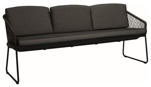 Stern Jedálenská 3-miestna lavica Odea, Stern, 198x66x88 cm, rám lakovaný hliník čierny (black matt), lankový výplet pepper, sedáky 100% akryl Silk Black
