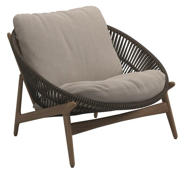 Gloster Nízka stolička Bora, Gloster, 97,5x97x73,5 cm, rám teak, výplet umelý ratan svetlý Sorrel, sedáky kat. B farba podľa vzorkovníka
