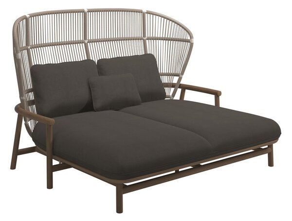 Gloster Vonkajšia posteľ s vysokým operadlom Fern, Gloster, 175x149x116 cm, rám teak/hliník farba white, výplet lanko Dune, čalúnenie vonkajšia látka kat. B, farba podľa vzorkovníka