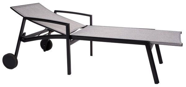 Stern Polohovateľné ležadlo Kari, Stern, 83x205x65 cm, rám lakovaný hliník čierny (black matt), výplet textilén linen grey