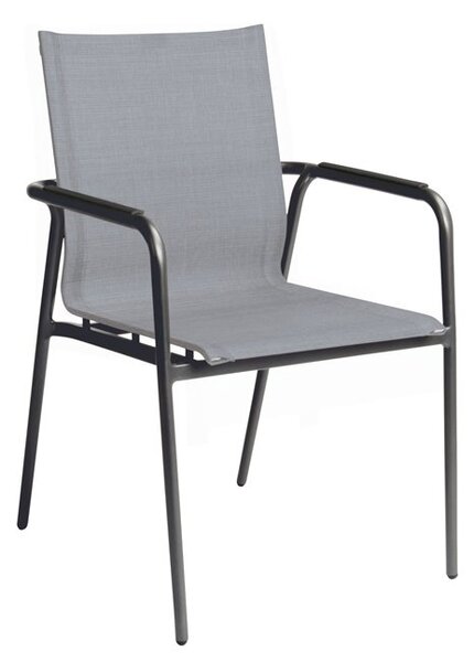 Stern Stohovateľné jedálenské kreslo Vento, Stern, 56x61x91 cm, rám lakovaný hliník antracit, výplet textilén silver