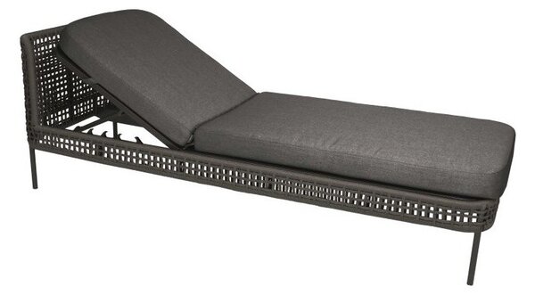 Stern Lehátko Greta, Stern, 202x73x71 cm, rám lakovaný hliník šedočierny (antracit), lankový výplet sivý (platin), 100% akryl sivá (silk grey)