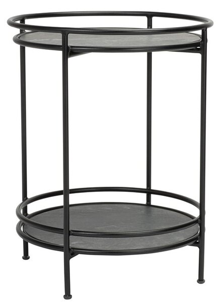 Stern Odkladací stolík Charles, Stern, okrúhly 52x52x66 cm, rám lakovaný hliník čierny (black matt), doska HPL, Slate