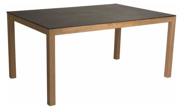 Stern Jedálenský stôl, Stern, obdĺžnikový 160x90x74 cm, rám teak, doska keramický kompozit Dekton lava antracit