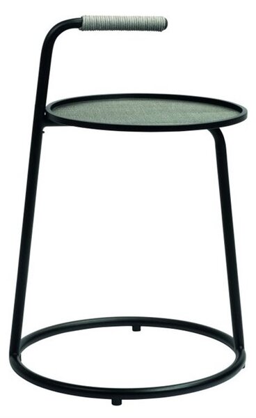 Stern Odkladací stolík Edi, Stern, okrúhly 48x71 cm, lakovaný hliník čierny (black matt), vrátane textilnej podložky farba linen grey