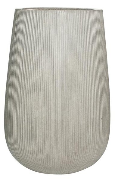 Pottery Pots Vonkajší kvetináč okrúhly Patt high M, Light Grey (farba svetlosivá, zvislé pruhy), kolekcia Ridged, materiál Ficonstone, priemer 44 cm x v 66 cm, objem cca 83 l