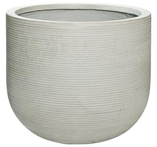 Pottery Pots Vonkajší kvetináč okrúhly Cody L, Light Grey (farba svetlosivá, vodorovné pruhy), kolekcia Ridged, materiál Ficonstone, priemer 42 cm x v 37 cm, objem cca 45 l