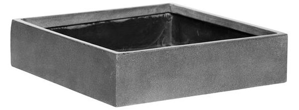 Pottery Pots Vonkajší kvetináč štvorcový Jack XS, Grey (farba sivá), kolekcia Natural, kompozit Fiberstone, d 30 cm x š 30 cm x v 9 cm, objem cca 6 l