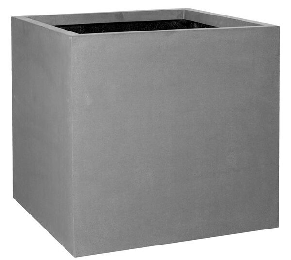 Pottery Pots Vonkajší kvetináč štvorcový Block XXL, Grey (farba sivá), kolekcia Natural, kompozit Fiberstone, d 70 cm x š 70 cm x v 70 cm, objem cca 343 l