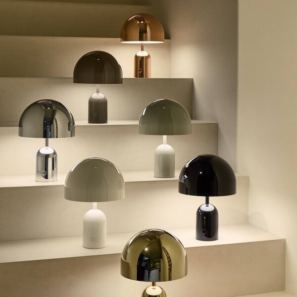 Tom Dixon Akumulátorová stolová lampa BELL PORTABLE, čierna, 28 cm IP44, Čierna, Obývacia izba / jedáleň, Plast, Dizajn, Stojacie svietidlo