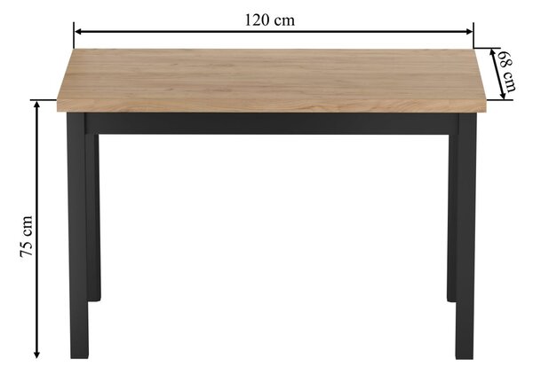 Dekorstudio Obdĺžnikový jedálenský stôl 120 × 68 cm – Dub zlatý Craft / Čierne nohy