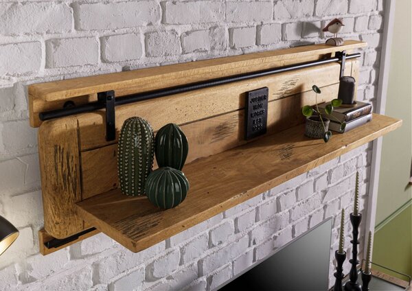 IRON Nástenná polica Mango 140x25x38 prírodný lak