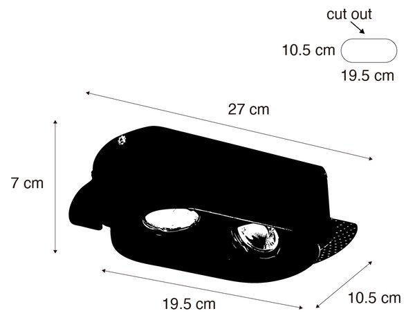 Okrúhle zapustené bodové svetlo biele GU10 50 mm 2-svetlo - Hubs