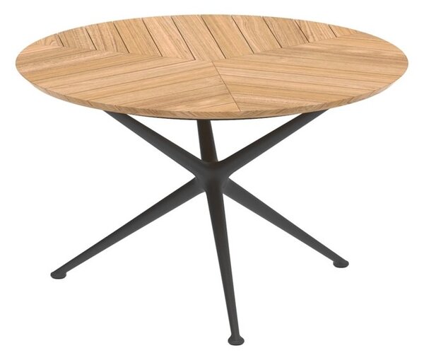 Royal Botania Jedálenský stôl Exes, Royal Botania, okrúhly 120x75 cm, rám hliník pebble, doska teak