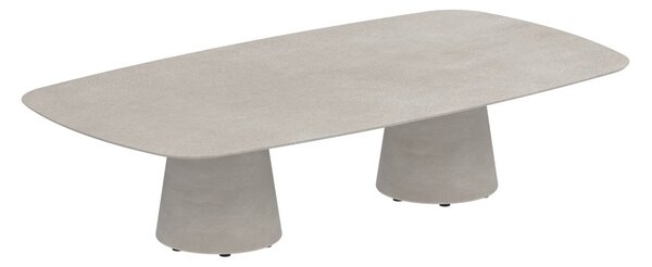 Royal Botania Betónový nízky stôl Conix, Royal Botania, oválny 220x120x35 cm, podnož betón cement grey, doska keramika biela