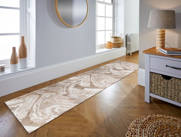 Flair Rugs, Behúň Eris Marbled Natural, 60x230, béžová, chodba / predsieň