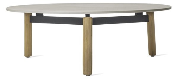 Vincent Sheppard Nízky stolík Lento, Vincent Sheppard, okrúhly 90x29 cm, rám hliník a teak, doska keramika dekor Portland