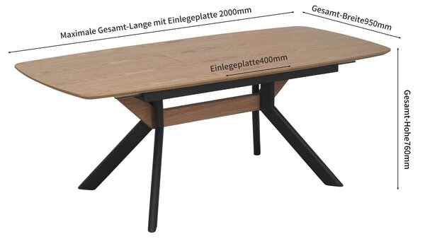 JEDÁLENSKÝ STÔL, prírodná farba, čierna, 160-200/95/76 cm Livetastic - Stoly, Online Only