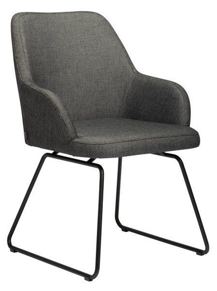 Stern Jedálenské kreslo skid Hector, Stern, 63x63x89 cm, rám lakovaná nerezová oceľ black matt, čalúnenie vonkajšia látka farba silk black, rýchloschnúca výplň